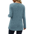 Women's Long Sleeve Crew Neck Tunic Tops Buttons Side by DailySale