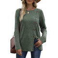 Women's Long Sleeve Crew Neck Tunic Tops Buttons Side by DailySale