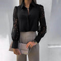 Women's Long Sleeve Cutout Lace Button Down Shirt by DailySale