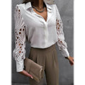 Women's Long Sleeve Cutout Lace Button Down Shirt by DailySale