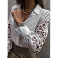 Women's Long Sleeve Cutout Lace Button Down Shirt by DailySale