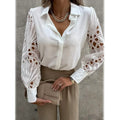 Women's Long Sleeve Cutout Lace Button Down Shirt by DailySale