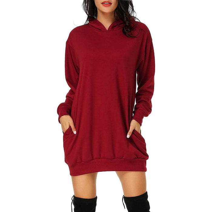 Women's Long Sleeve Hooded Pockets Pullover Hoodie Dress Tunic Sweatshirt by DailySale
