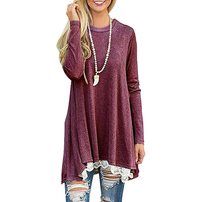 Women's Long Sleeve Lace Panel Top by DailySale