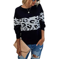 Women’s Long Sleeve Off Shoulder Knitted Leopard Print Sweater by DailySale
