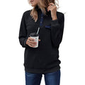 Women's Long Sleeve V Neck Button Quilted Patchwork Pullover Sweatshirt Tops by DailySale