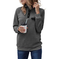 Women's Long Sleeve V Neck Button Quilted Patchwork Pullover Sweatshirt Tops by DailySale
