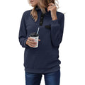 Women's Long Sleeve V Neck Button Quilted Patchwork Pullover Sweatshirt Tops by DailySale