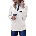 Women's Long Sleeve V Neck Button Quilted Patchwork Pullover Sweatshirt Tops by DailySale