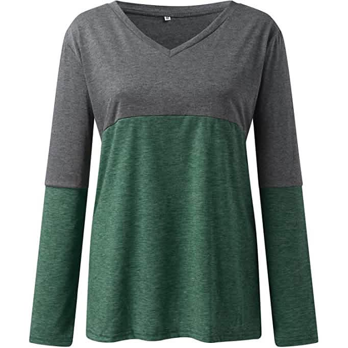 Women's Long Sleeve V Neck Loose Basic Shirt by DailySale