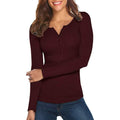 Women's Long Sleeve V Neck Ribbed Button Down Knit Sweater Fitted Top by DailySale