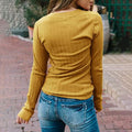 Women's Long Sleeve V Neck Ribbed Button Knit Sweater by DailySale