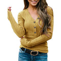 Women's Long Sleeve V Neck Ribbed Button Knit Sweater by DailySale