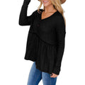Women's Long Sleeve V Neck Ruffle Babydoll Tunic Tops by DailySale