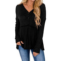 Women's Long Sleeve V Neck Ruffle Babydoll Tunic Tops by DailySale