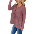 Women's Long Sleeve V Neck Ruffle Babydoll Tunic Tops by DailySale
