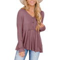 Women's Long Sleeve V Neck Ruffle Babydoll Tunic Tops by DailySale
