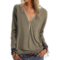 Women's Long Sleeve Zipper Quarter Zip V Neck Casual Top by DailySale