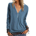 Women's Long Sleeve Zipper Quarter Zip V Neck Casual Top by DailySale