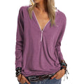 Women's Long Sleeve Zipper Quarter Zip V Neck Casual Top by DailySale