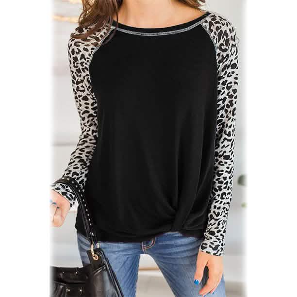 Women's Long Sleeved Leopard Print Twist Top by DailySale