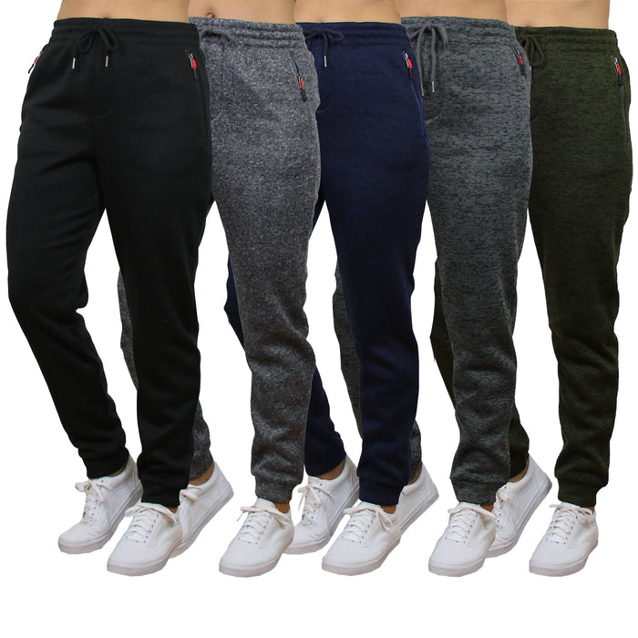 Women's Loose-Fit Marled Fleece Jogger Sweatpants With Zipper Pockets by DailySale
