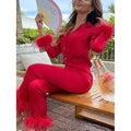 Women's Loungewear Pajamas Sets Pure Color Silk Simple Soft Shirt Pant by DailySale