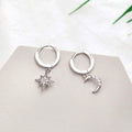 Women's Moon Star Pendant Small Hoop Earrings by DailySale