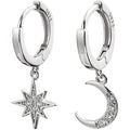 Women's Moon Star Pendant Small Hoop Earrings by DailySale