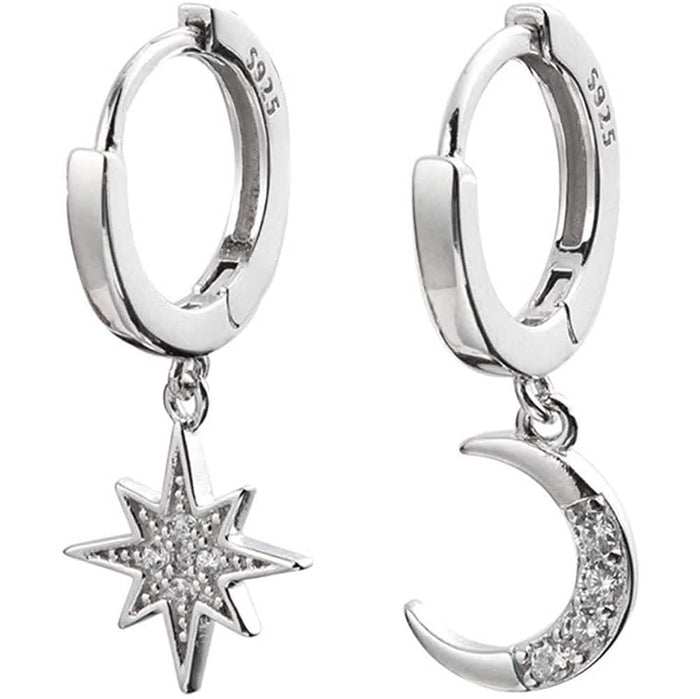 Women's Moon Star Pendant Small Hoop Earrings by DailySale