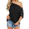 Women's Off Shoulder Button Down Short Sleeve Shirt by DailySale