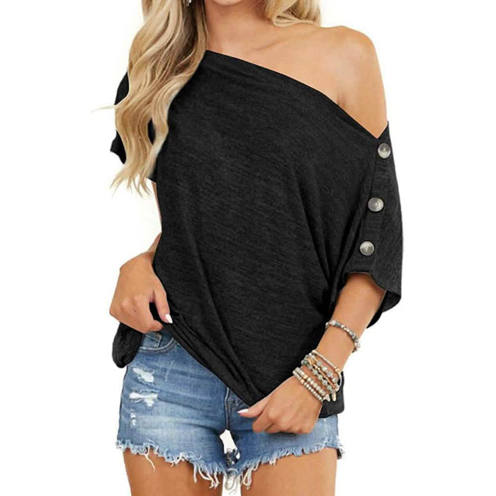 Women's Off Shoulder Button Down Short Sleeve Shirt by DailySale