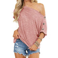 Women's Off Shoulder Button Down Short Sleeve Shirt by DailySale