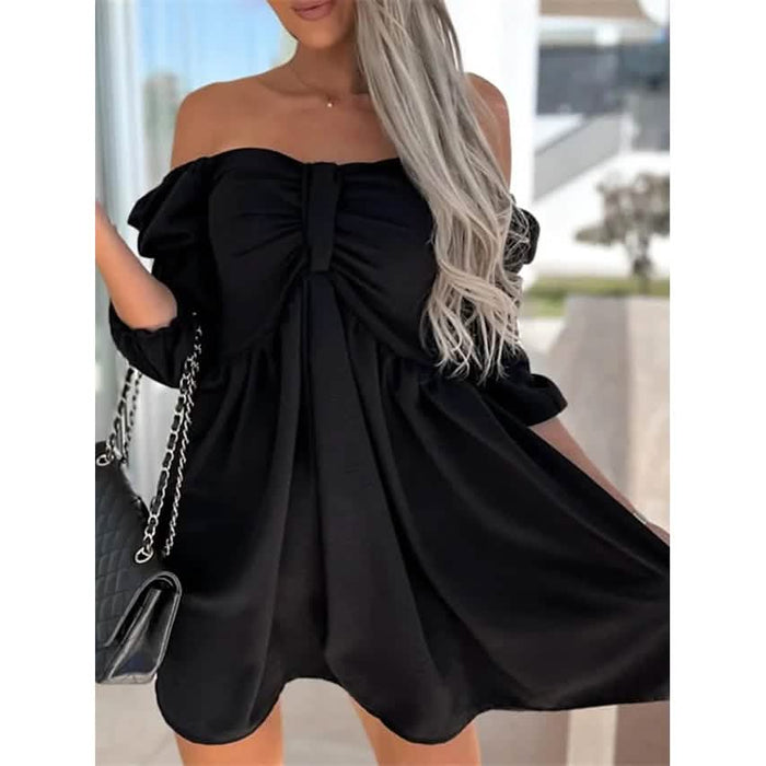 Women's Off Shoulder Casual Puff Sleeve Dress by DailySale