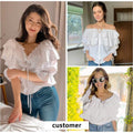 Women's Off Shoulder Ruffle Long Sleeve Shirt Casual Layered Top by DailySale