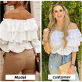 Women's Off Shoulder Ruffle Long Sleeve Shirt Casual Layered Top by DailySale