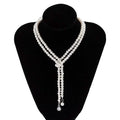 Women's Elegant Multi-Layered Faux Pearl Necklace, Boho Tassel Pendant, Dual-Strand Jewelry by DailySale