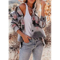 Women's Plaid Long Sleeve Button Down Collar Coat by DailySale