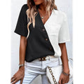 Women's Pocket Button V-Neck Short Sleeve Shirt by DailySale