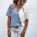 Women's Pocket Button V-Neck Short Sleeve Shirt by DailySale
