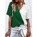 Women's Pocket Button V-Neck Short Sleeve Shirt by DailySale
