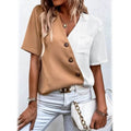 Women's Pocket Button V-Neck Short Sleeve Shirt by DailySale