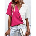 Women's Pocket Button V-Neck Short Sleeve Shirt by DailySale