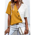 Women's Pocket Button V-Neck Short Sleeve Shirt by DailySale