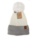 Women's Pom Pom Two-Tone Knit Winter Hat by DailySale