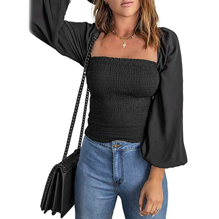 Women's Puff Long Sleeve Square Neck Tops by DailySale