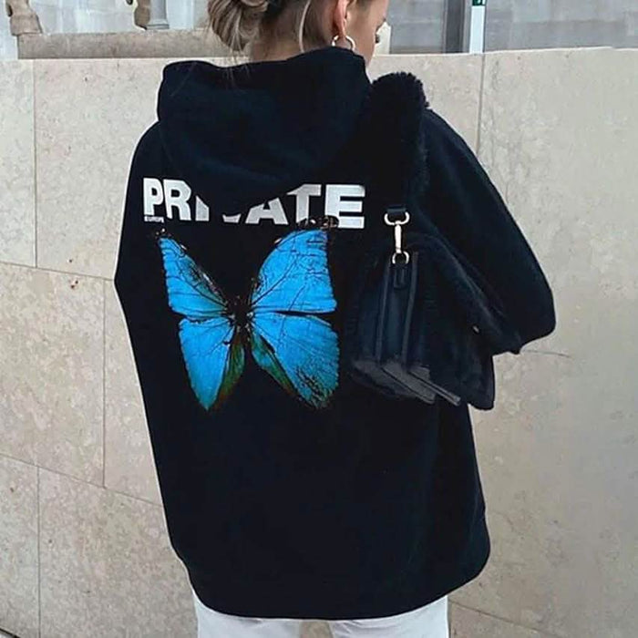 Women's Pullover Butterfly Text Lip Print Hoodies by DailySale