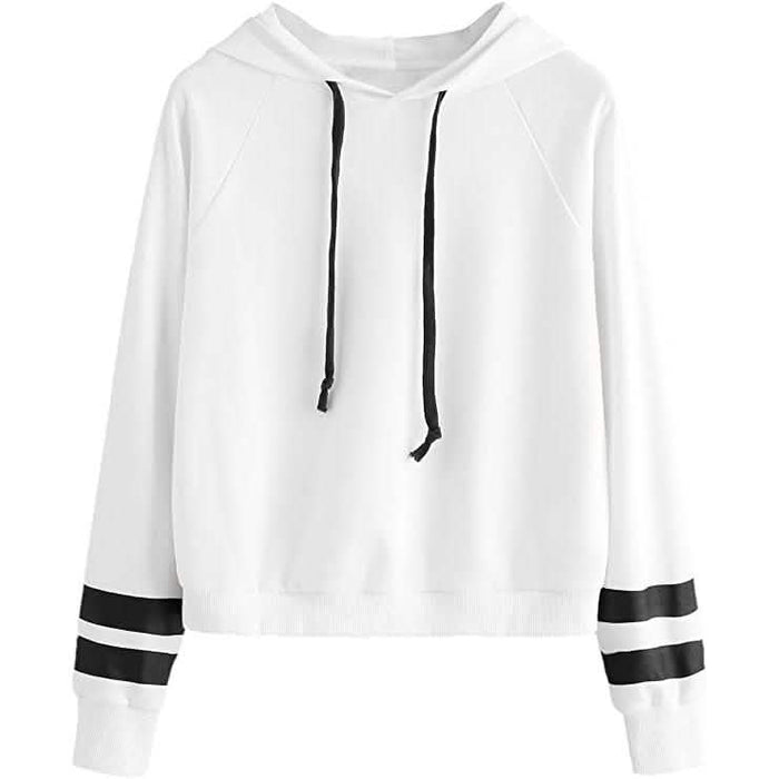 Women's Pullover Fleece Drop Shoulder Striped Hoodie by DailySale