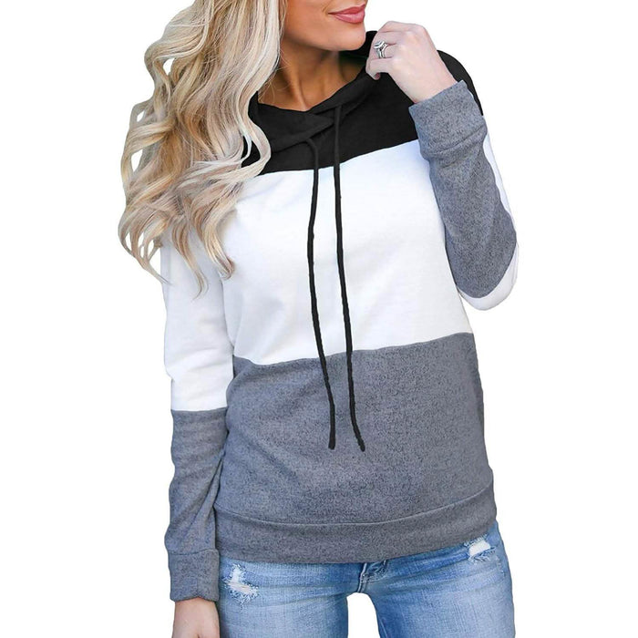 Women's Pullover Long Sleeve Fall Hoodies Color Block Tunics Loose Casual Sweatshirts by DailySale