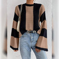 Women's Pullover Ribbed Knit Patchwork Striped Sweater by DailySale